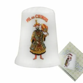 1 pc blanc fil au chinois homme porcelaine français broderie collectionneurs dé à coudre lunéville t sku-521728