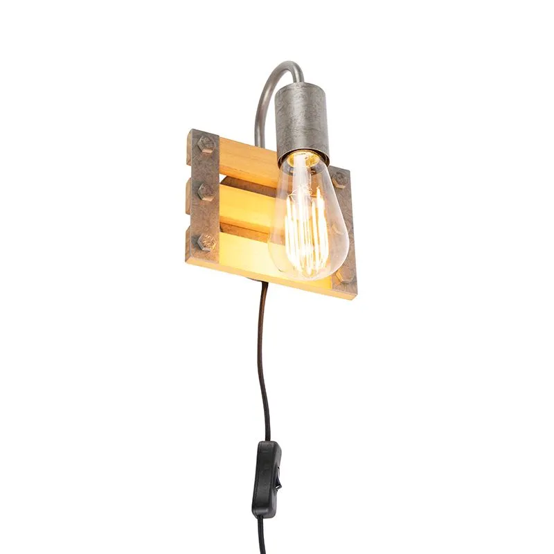 Applique industrielle en acier avec bois - Paleta