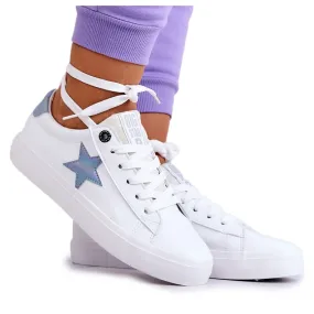 Baskets Cuir Star Big Star JJ274240 Blanc blanche bleu