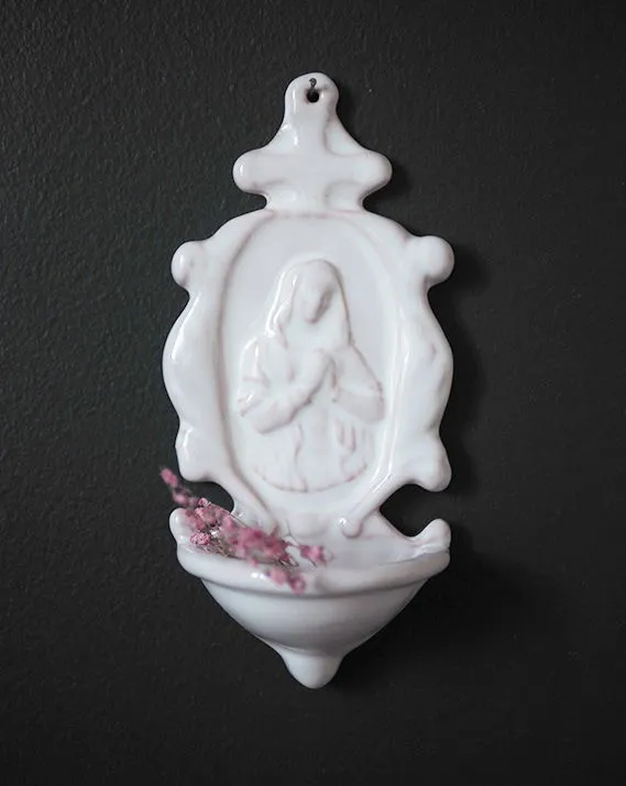 Bénitier blanc émaillé – Catho Retro 