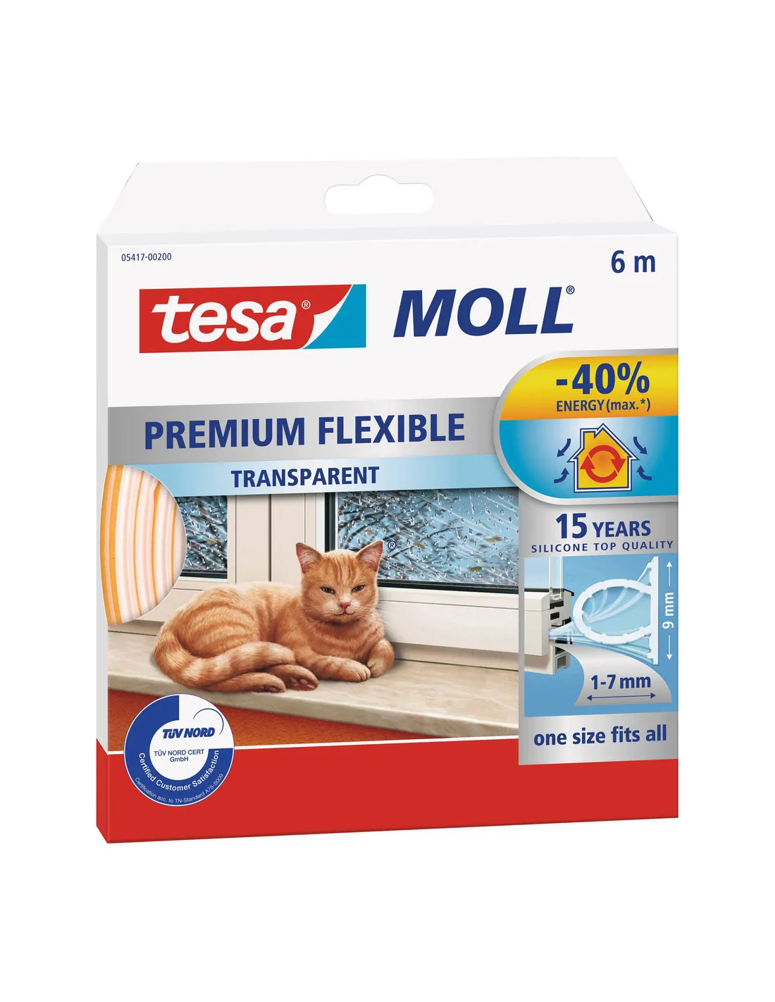 Calfeutrer - Joint Silicone Portes & Fenêtres Transparent 6mxØ9mm - TESA - 128658