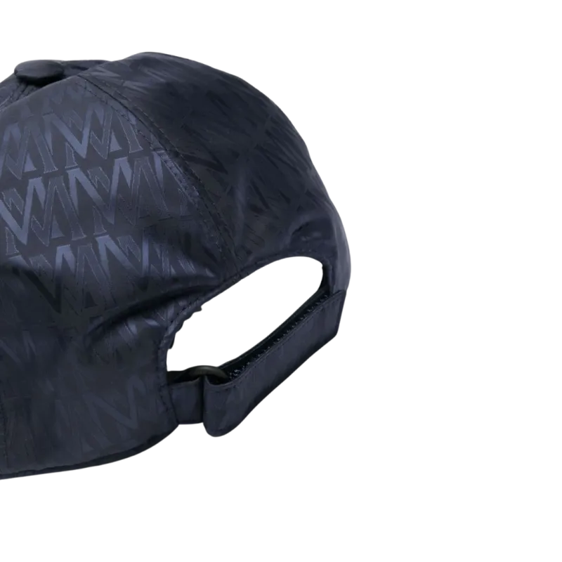 Casquette jacquard bleu monogramme cuir