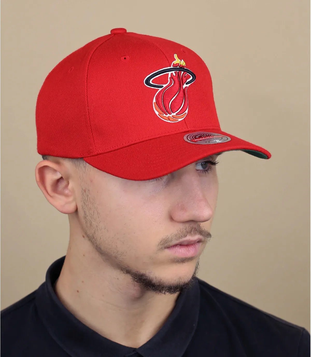 casquette miami heat stretch - Team Ground Stretch Snapback Heat Mitchell & Ness : Headict