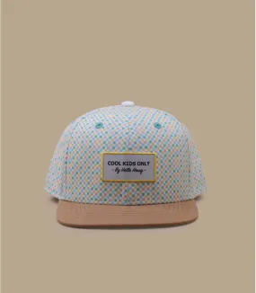 Casquette snapback enfant vert imprimé carrés - Snapback Square Hello Hossy : Headict