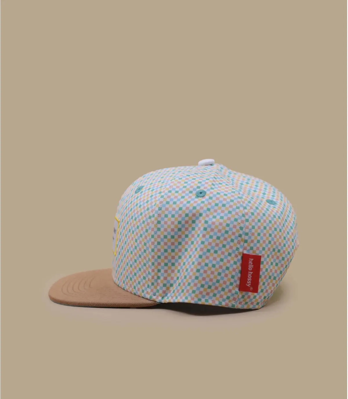 Casquette snapback enfant vert imprimé carrés - Snapback Square Hello Hossy : Headict