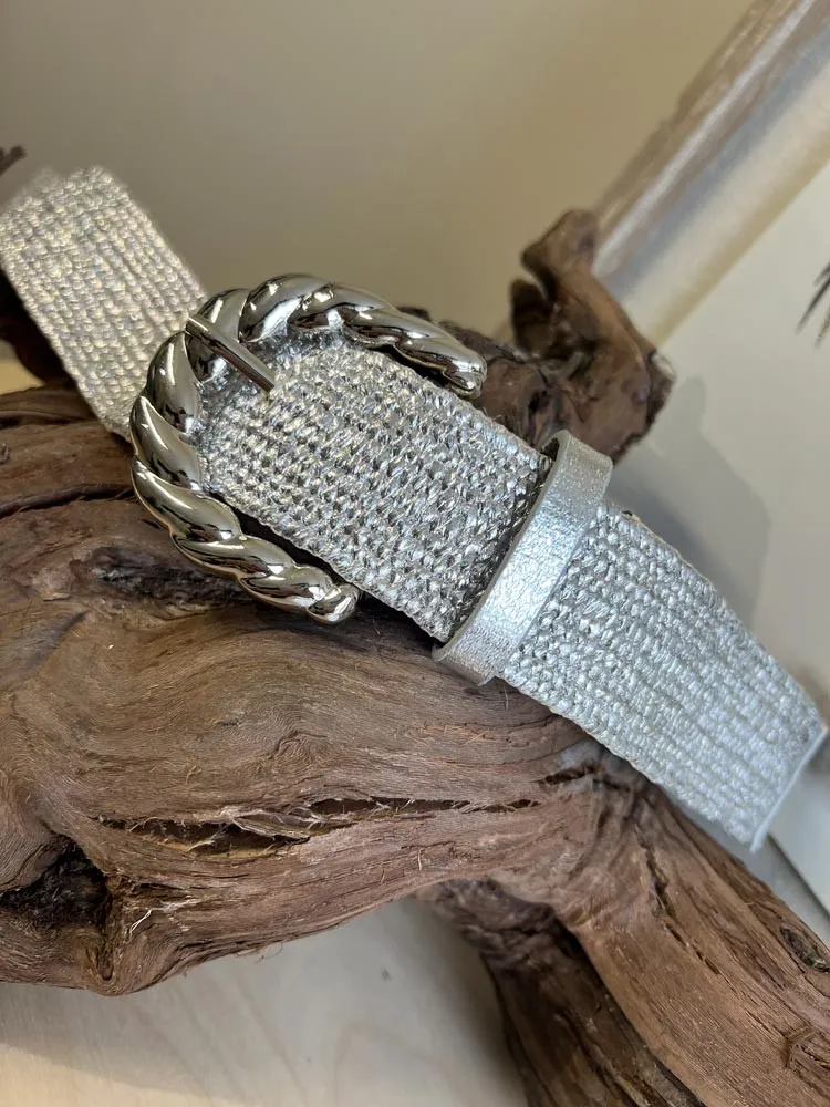 Ceinture argentée élastiquée Vilnius - Accessoire femme Cléstyle Couleur argent Unique TU