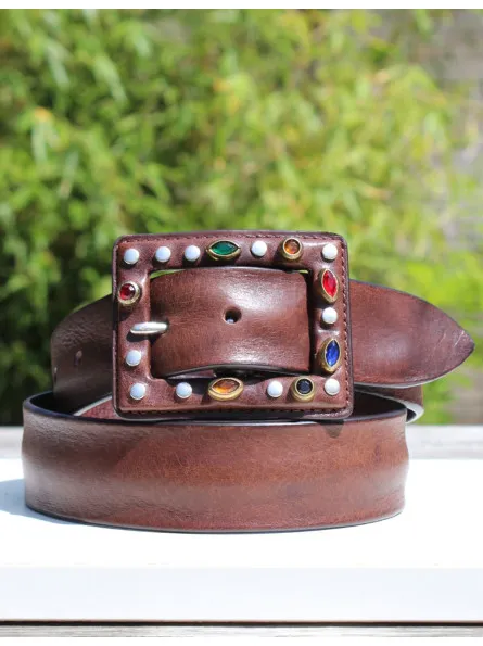 Ceinture Lancaster en cuir avec grosse boucle perlée Post&Co