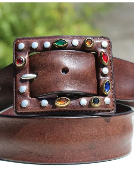 Ceinture Lancaster en cuir avec grosse boucle perlée Post&Co