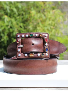 Ceinture Lancaster en cuir avec grosse boucle perlée Post&Co