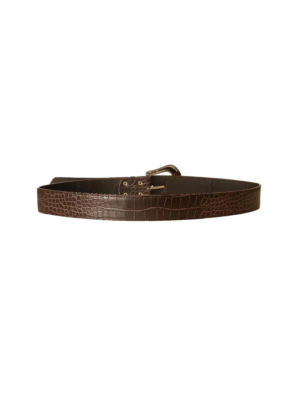 Ceinture Marron style croco avec boucle fantaisie à strass D7288