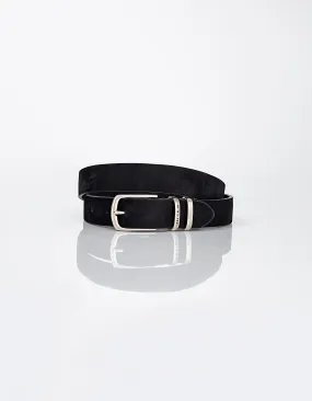 Ceinture noire en cuir nubuck à double passant Homme