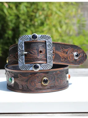 Ceinture Western en cuir et grosse boucle Post&Co