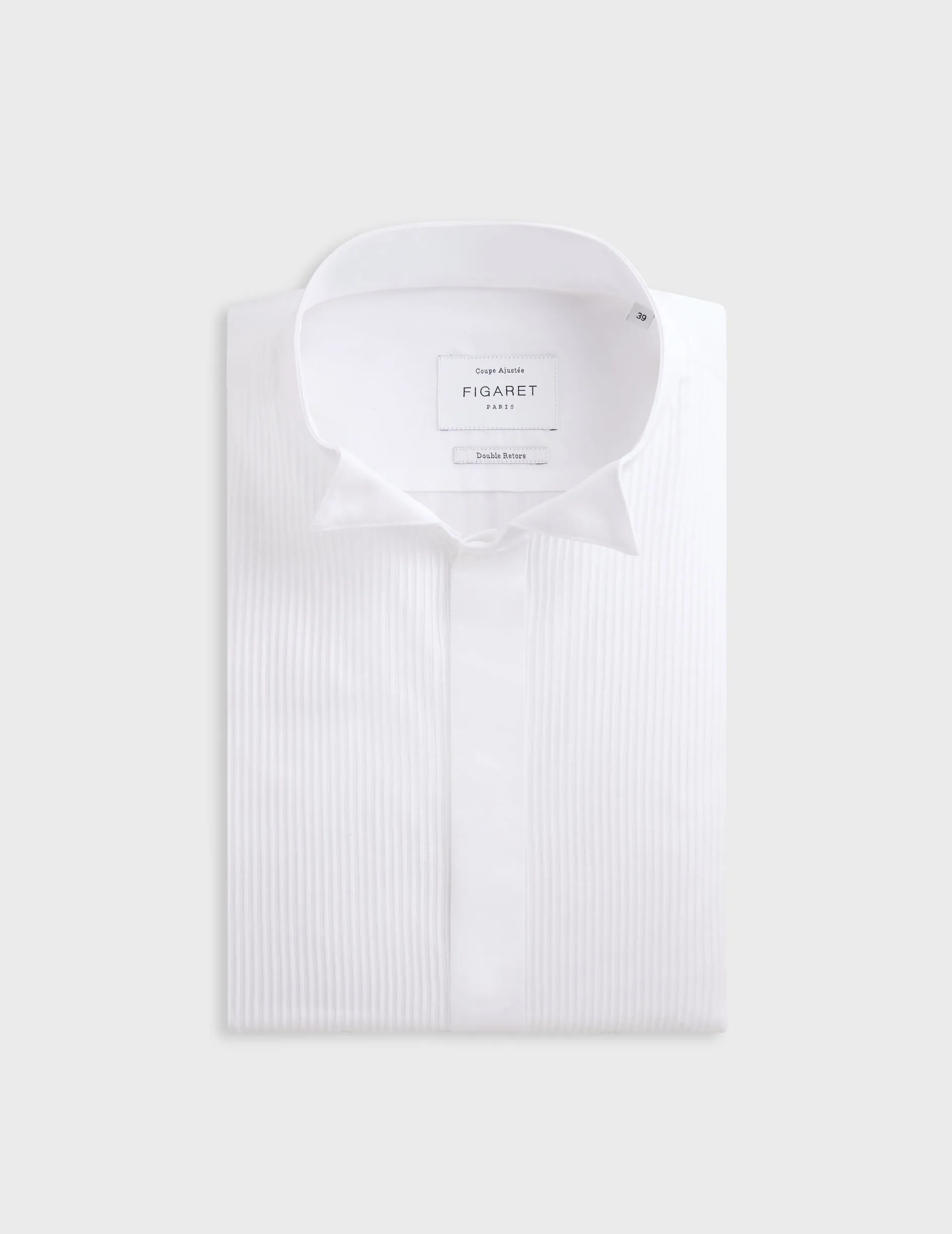 Chemise Ajustée à plastron gorge cachée blanche