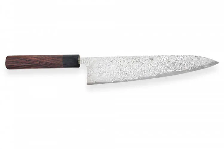 Couteau de chef japonais artisanal Takeshi Saji R2 Damas 24cm
