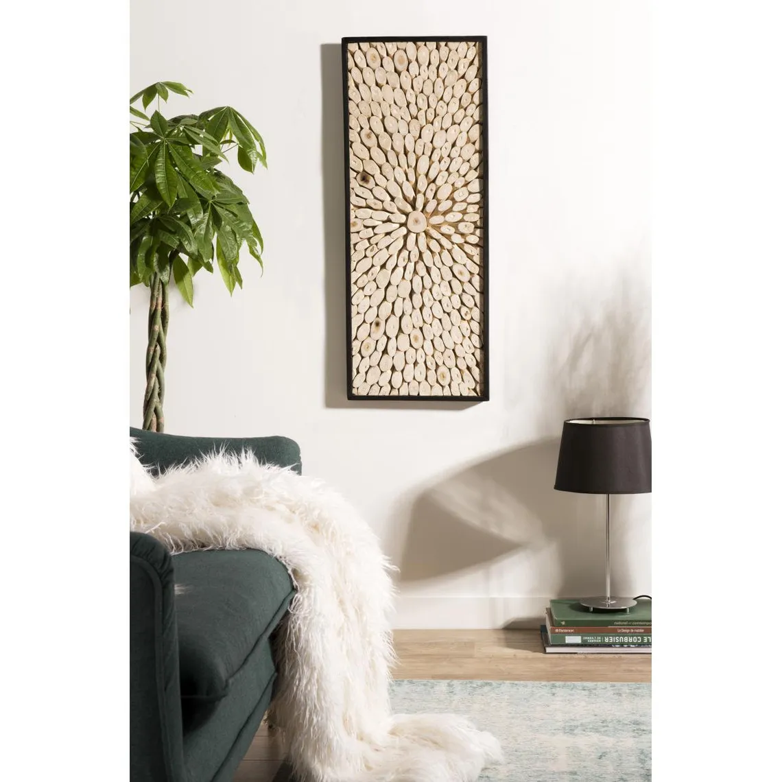 Décoration murale rectangulaire 100x40cm bois branches Teck nature Pailin | 3 Suisses
