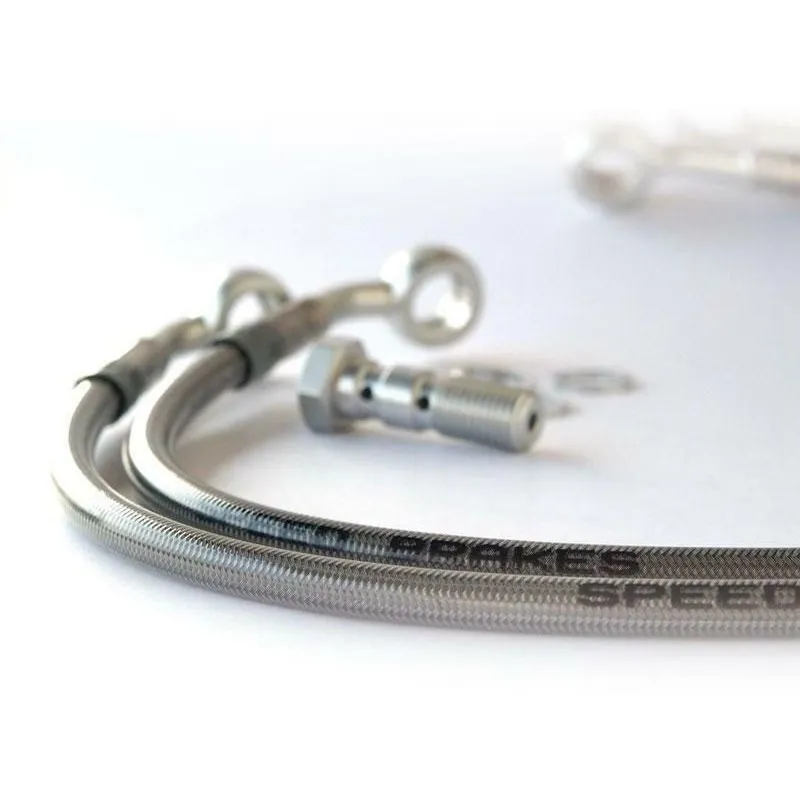 Durite de frein arrière d'aviation SPEEDBRAKES carbone/raccord argent Kawasaki KX 125/250