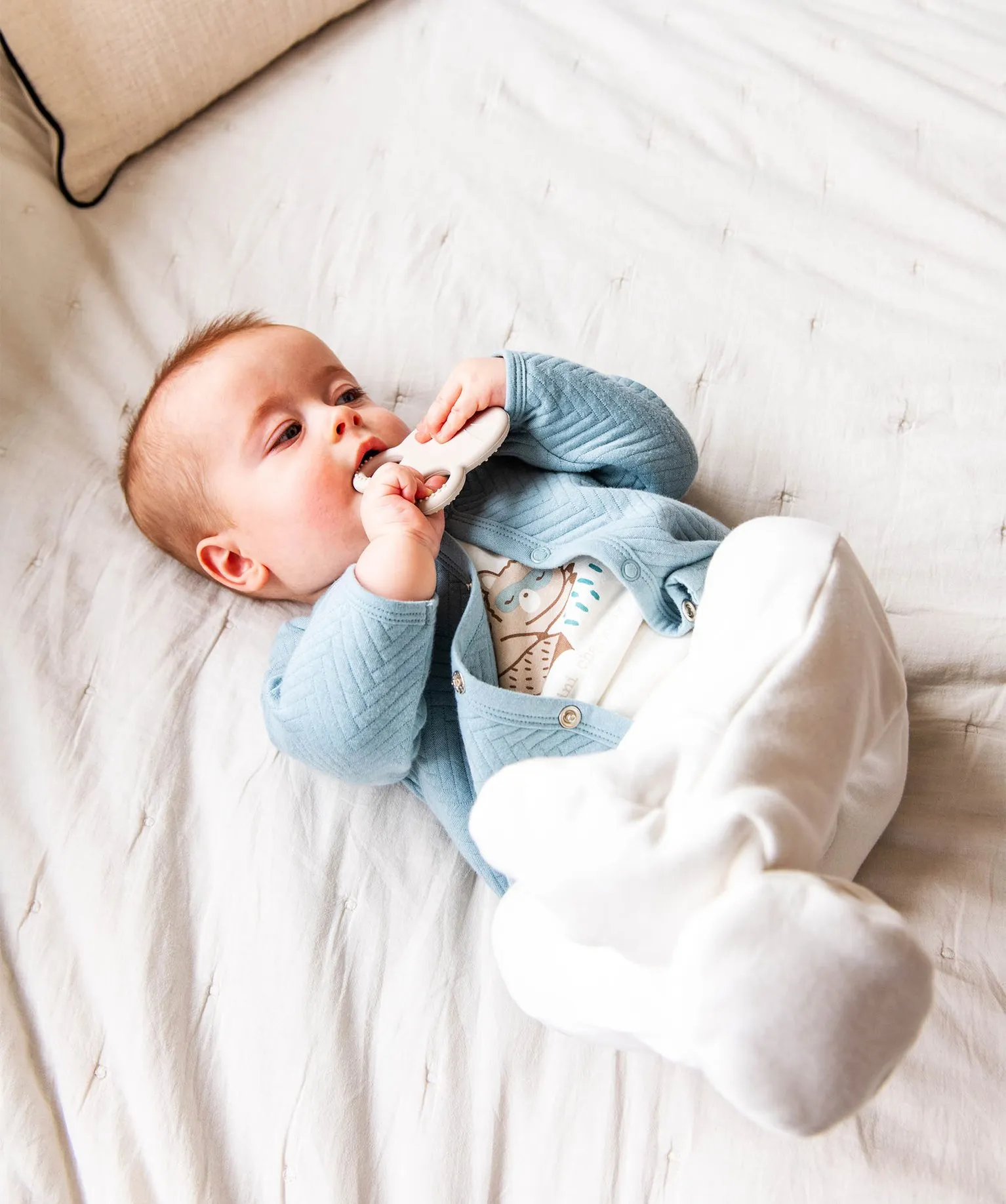 ensemble 2 pieces combinaison et gilet bebe garcon bleu pyjamas noel