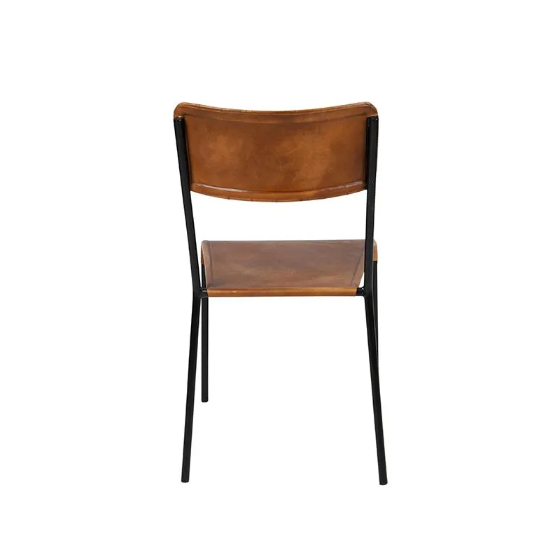 Ensemble de 6 Chaises en Cuir marron avec Pieds en Fer - Limasol