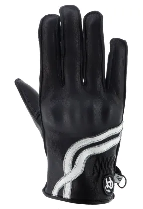 Gants femme Helstons Virage été cuir noir blanc, gant vintage