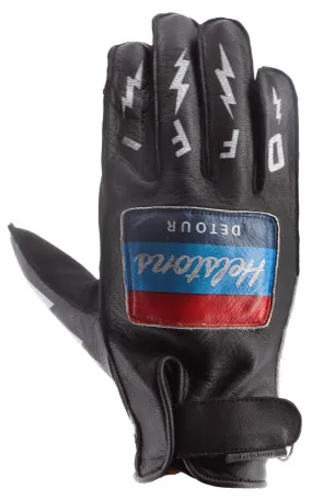 Gants Helstons Détour été cuir amara noir, gant moto vintage