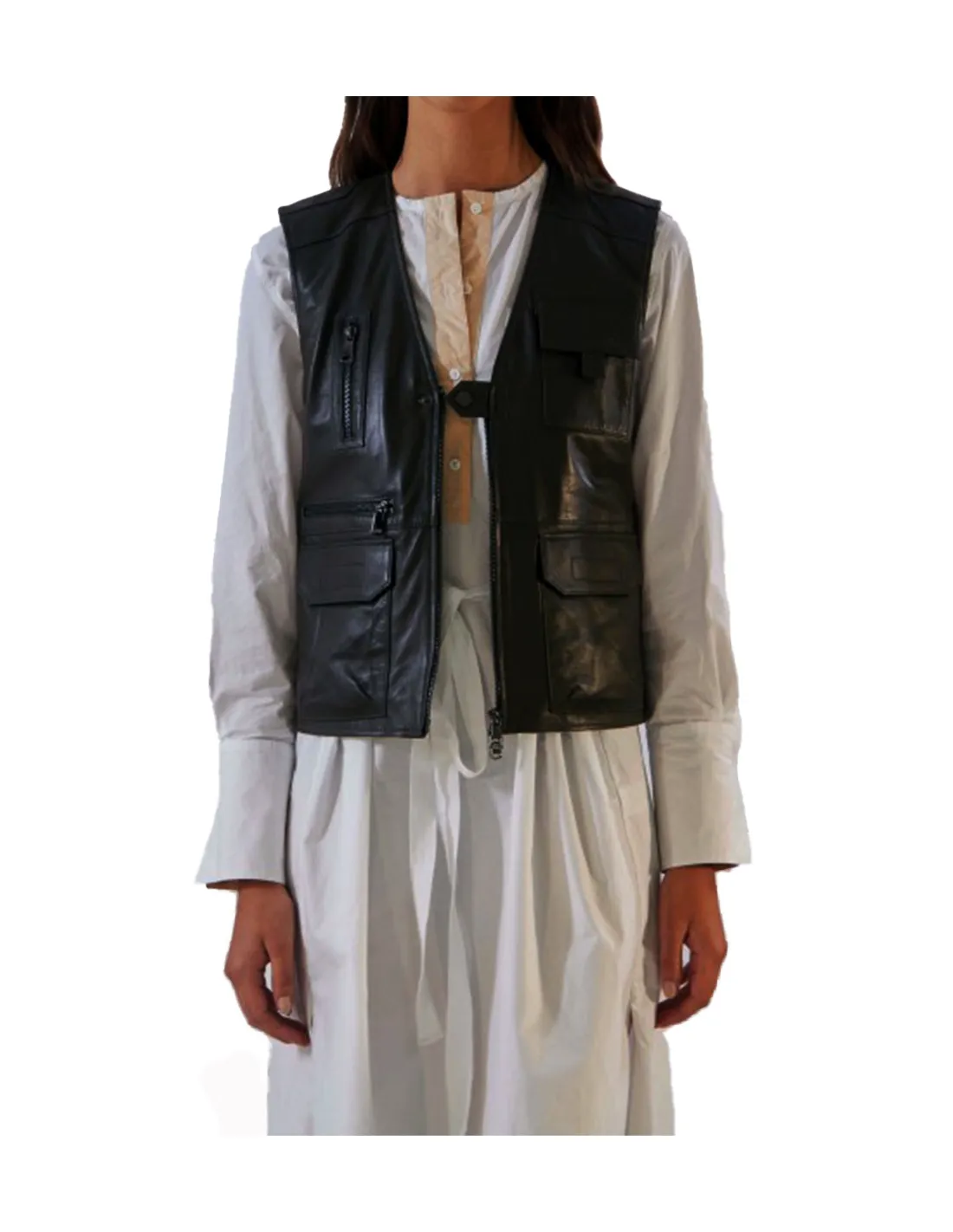 Gilet sans manches en cuir Oakwood ref 51854 Noir