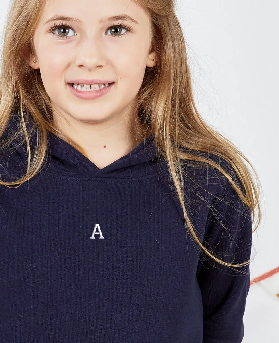 Hoodie enfant Initiale centrée brodée personnalisée