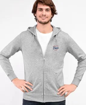 Hoodie zippé homme Papa coeur (brodé)