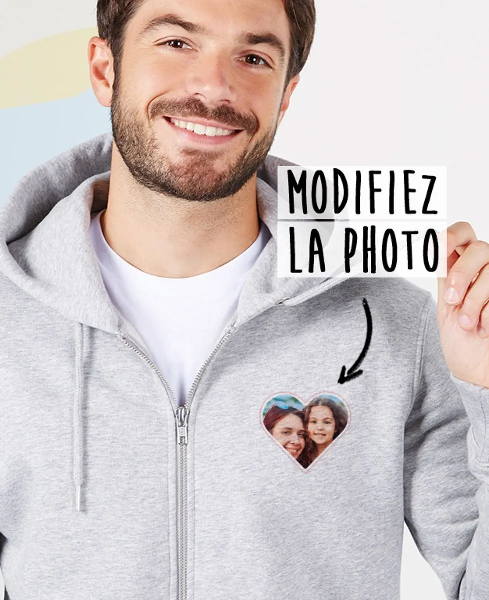 Hoodie zippé homme Photo perso en coeur