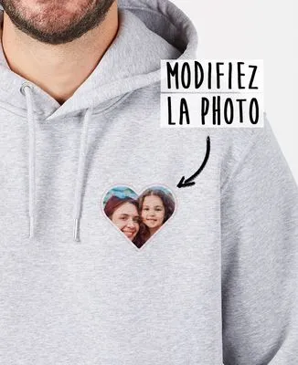 Hoodie zippé homme Photo perso en coeur