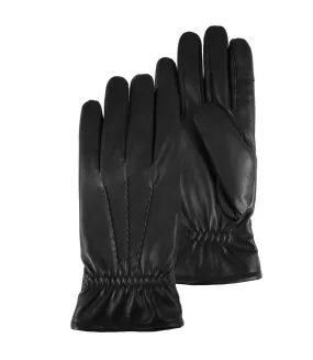 Isotoner Gants homme tactiles en cuir de chèvre - doublés micro fausse fourrure