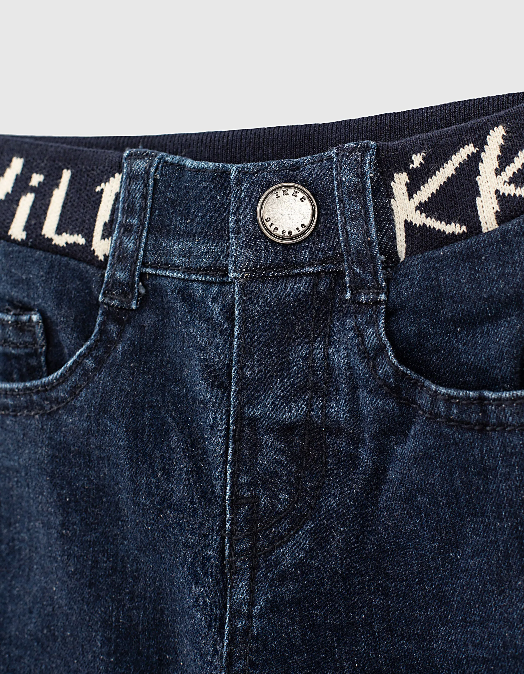 Jean blue vintage message ceinture coton bio bébé garçon