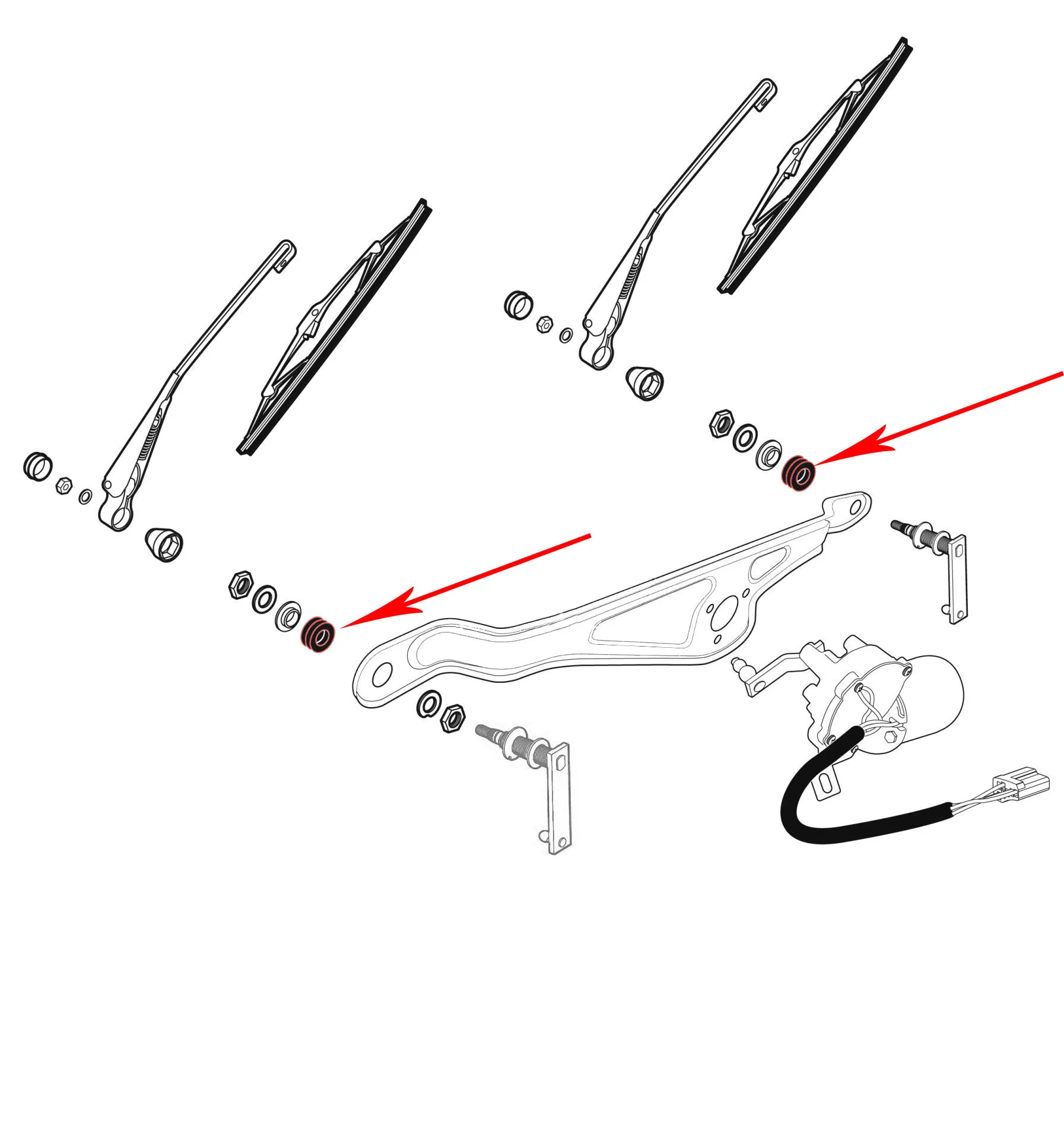 Joints d'Axes d'Essuie-Glaces pour Volkswagen - Diamètre 17,2 mm - Compatible avec Coccinelle, Splitscreen, Karmann Ghia, Type 3