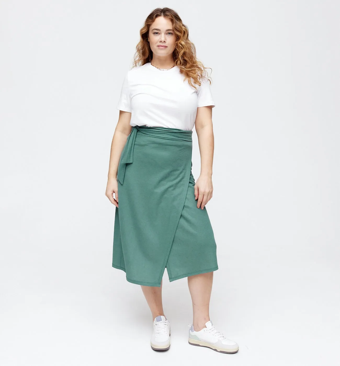 Jupe portefeuille unie Femme - Vert émeraude