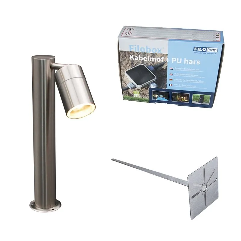 Lampe d'extérieur Solo 1 P35 acier avec manchon de câble réglable  piquet de terre