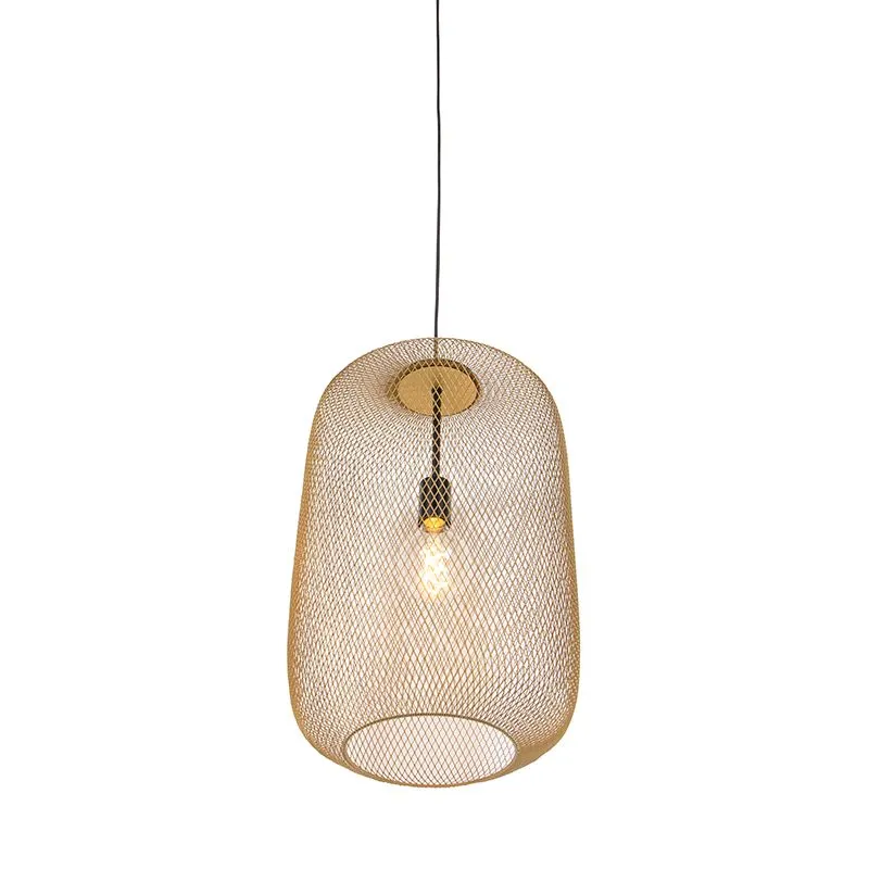 Lampe moderne noire avec suspension dorée - Bliss Mesh