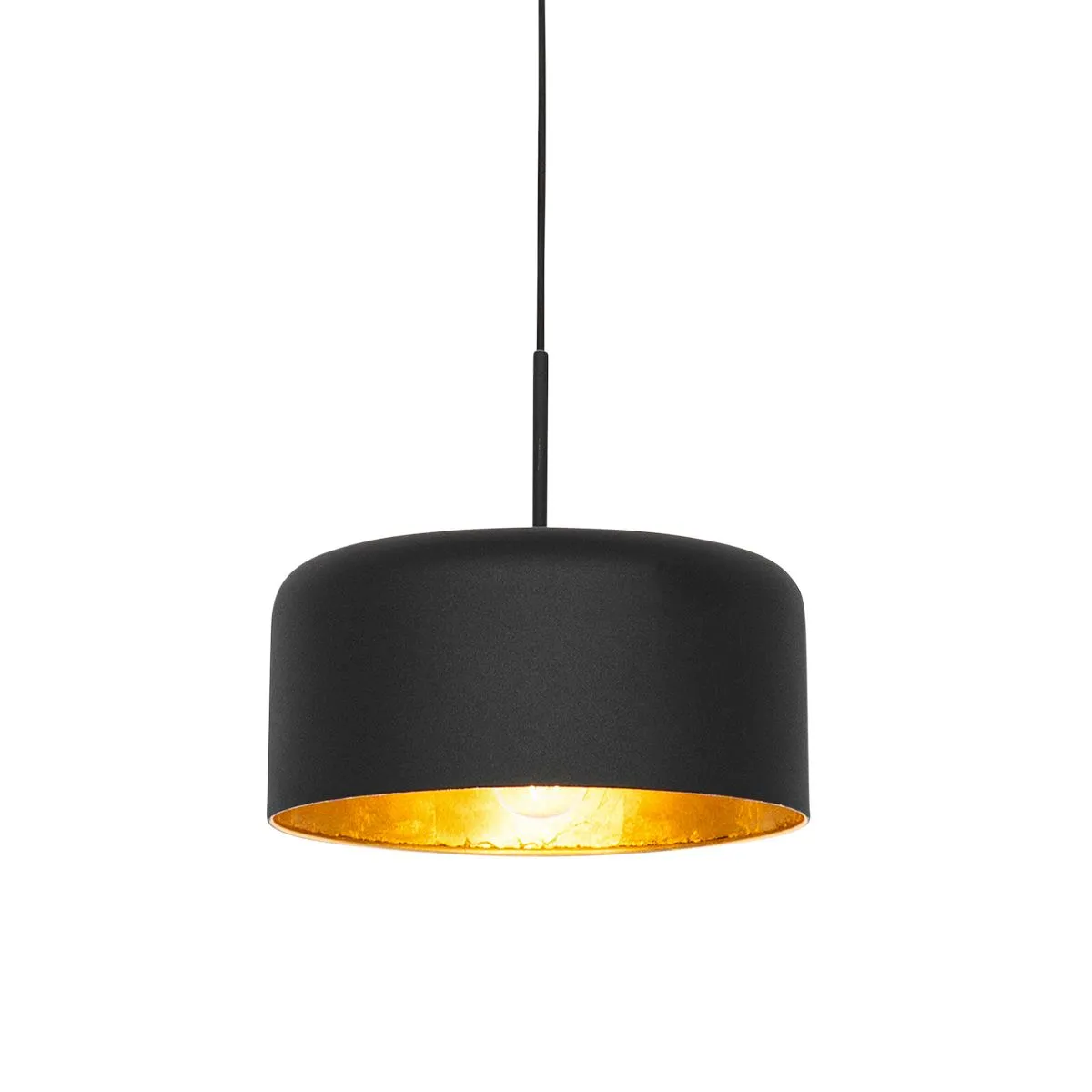 Lampe à suspension rétro noire avec intérieur doré - Jinte