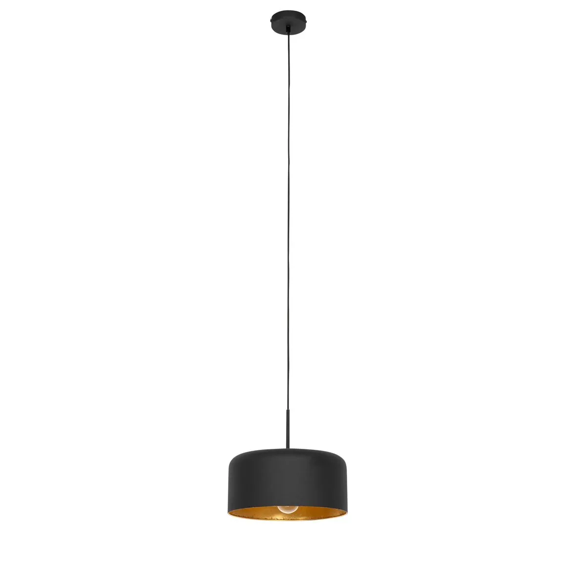 Lampe à suspension rétro noire avec intérieur doré - Jinte