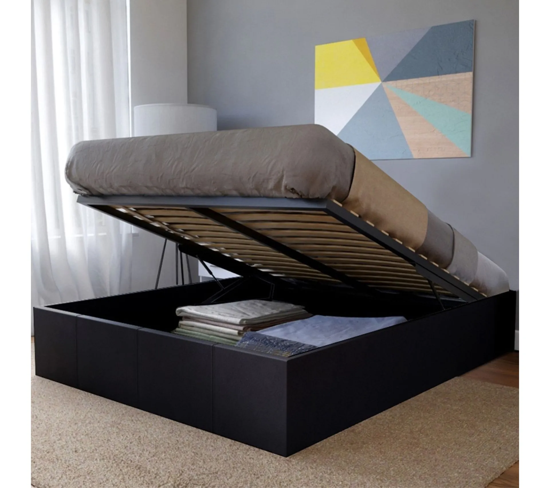 Lit Coffre Torino 140x190 + 1 Sommier / Noir