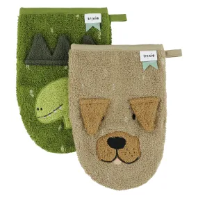 Lot de 2 Gants de Toilette - Mr Dino & Mr. Dog