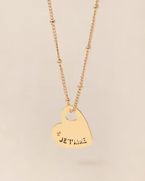 Médaille Mona Je t'aime cœur - dorée à l'or fin 24 carats - 15mm