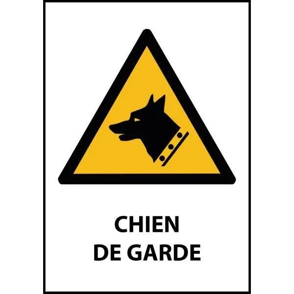 Panneau de danger 'chien de garde' w013 a4 pvc à visser