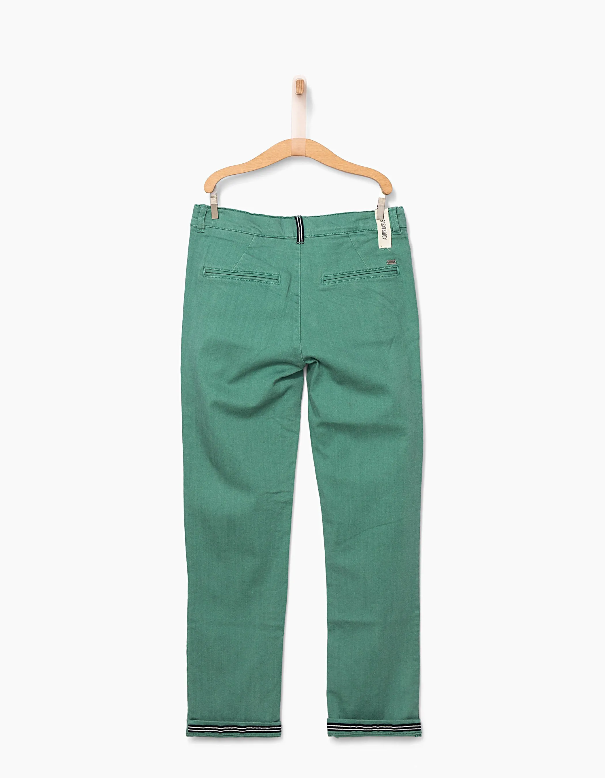 Pantalon chino émeraude à ganses rayées garçon 