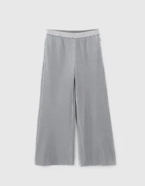 Pantalon large argenté plissé fille