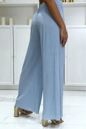 Pantalon palazzo turquoise plissé très tendance