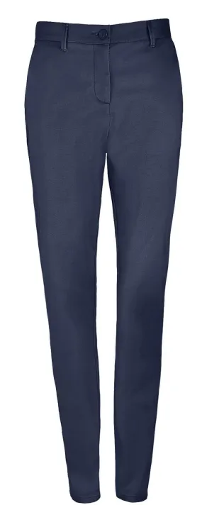 pantalon toile satin femme - 02918 - bleu marine 