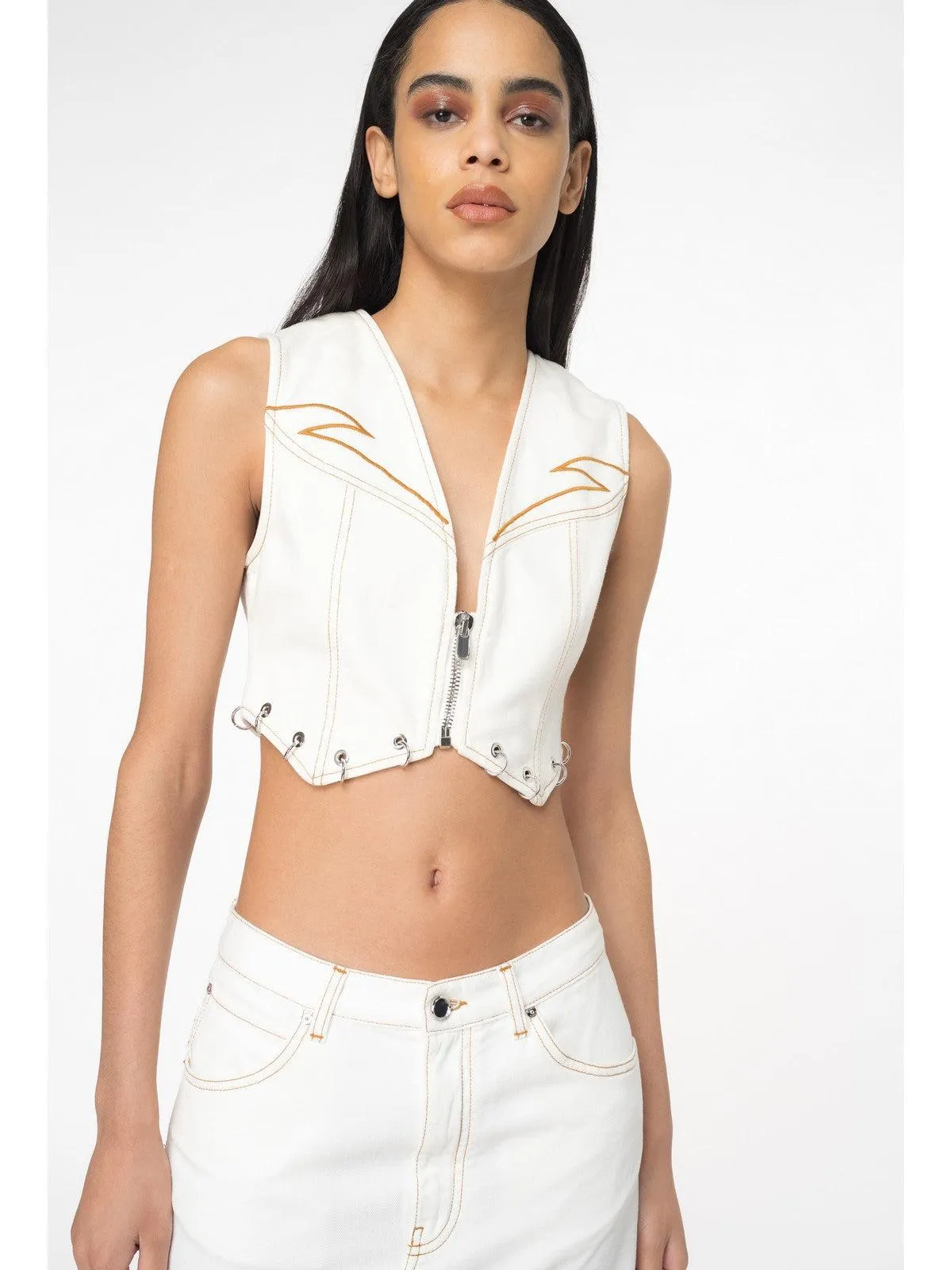 PINKO Dracula Gilet Femme 103625-A1VD Z05 Blanc