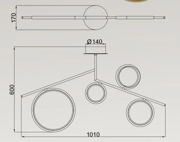 Plafonnier 4 lumières led Mantra Olimpia Doré Acier