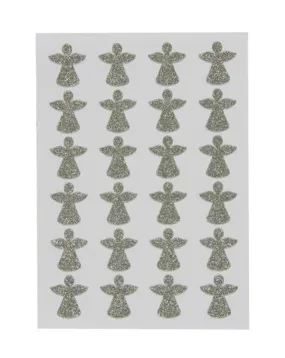 Planche de 24 stickers ange – pailleté argent 