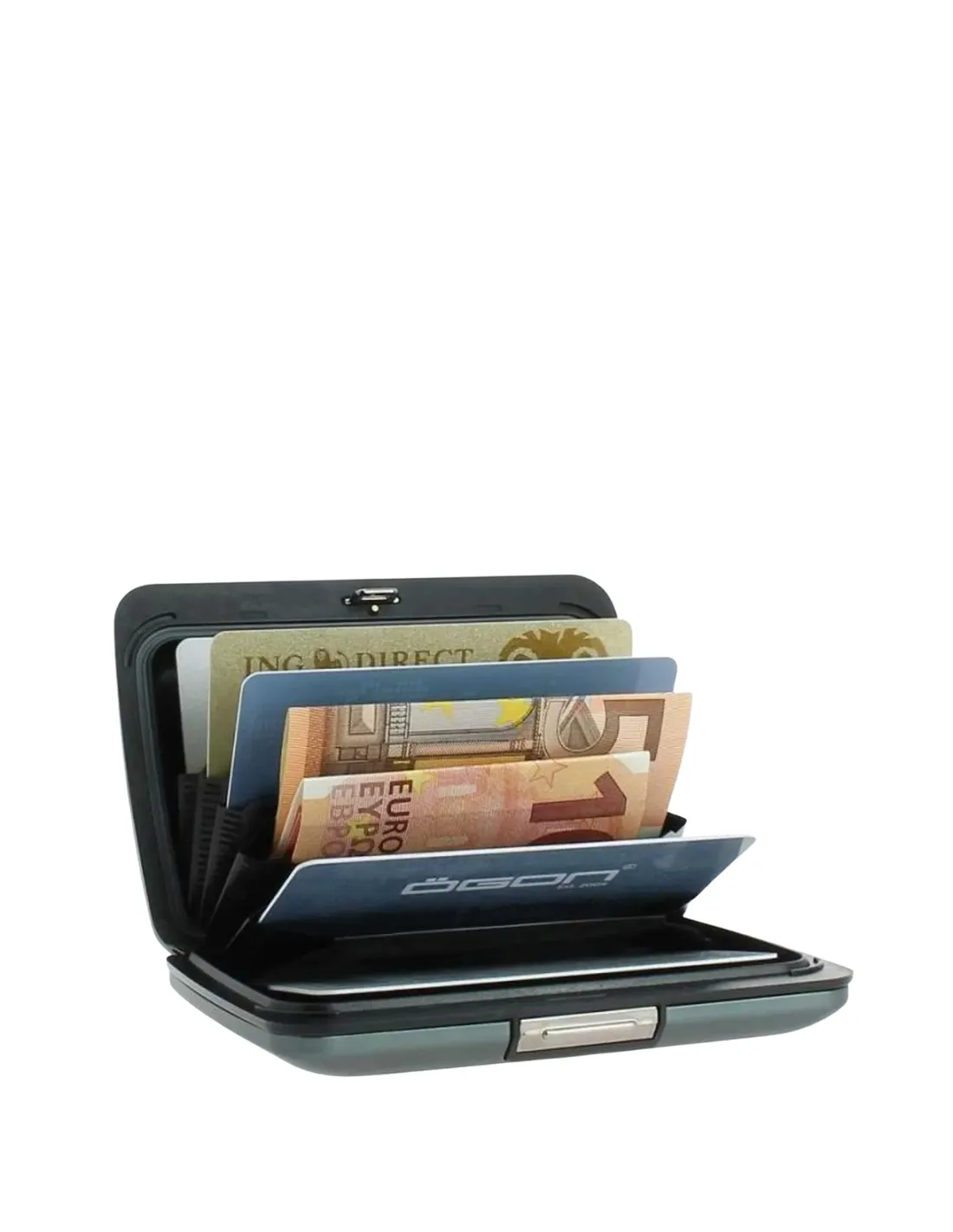 Porte-cartes Stockholm V2 en aluminium Ogon Ref 59336 Titanium 7,6*10,9*2 cm