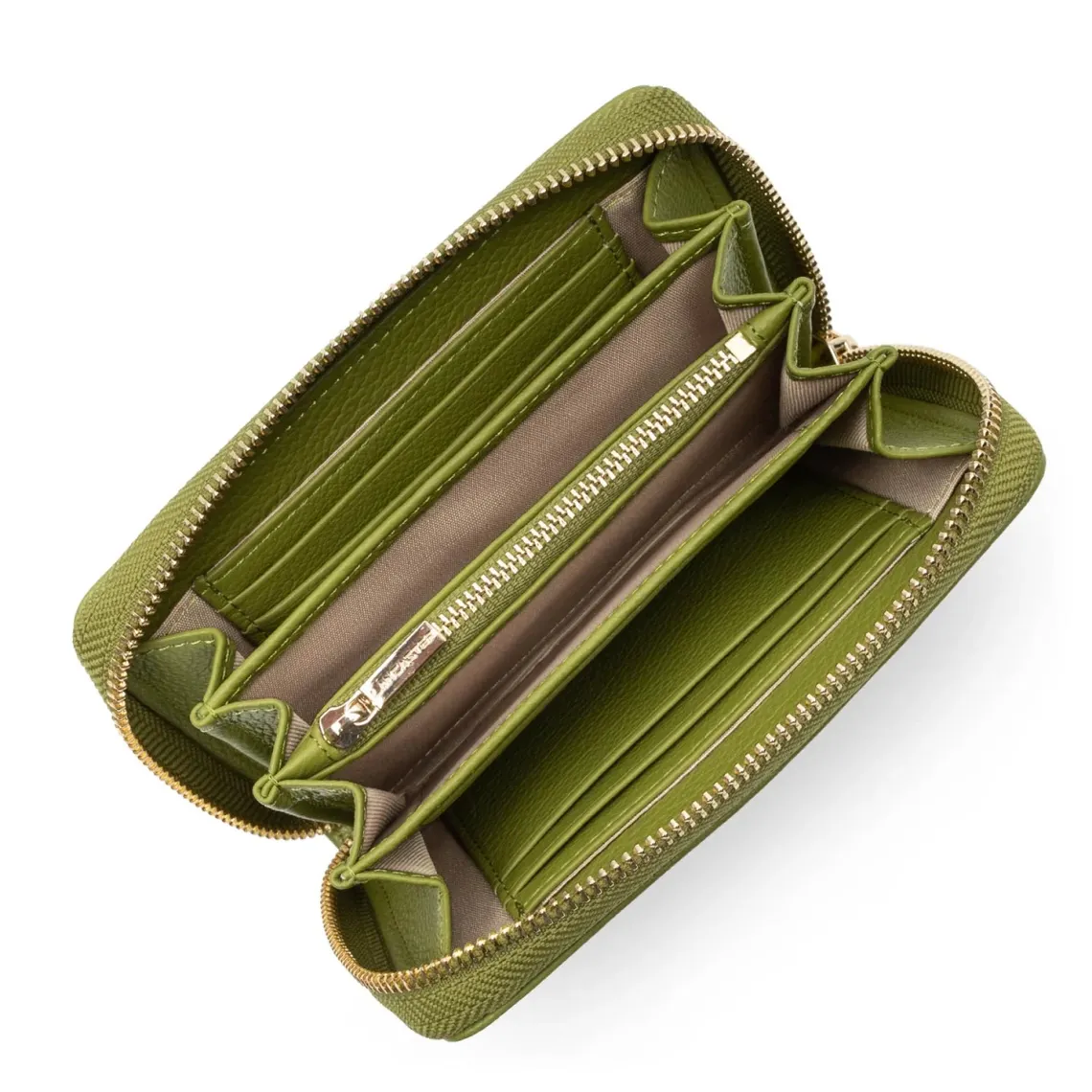 Portefeuille compagnon Dune olive vert en cuir | 3 Suisses